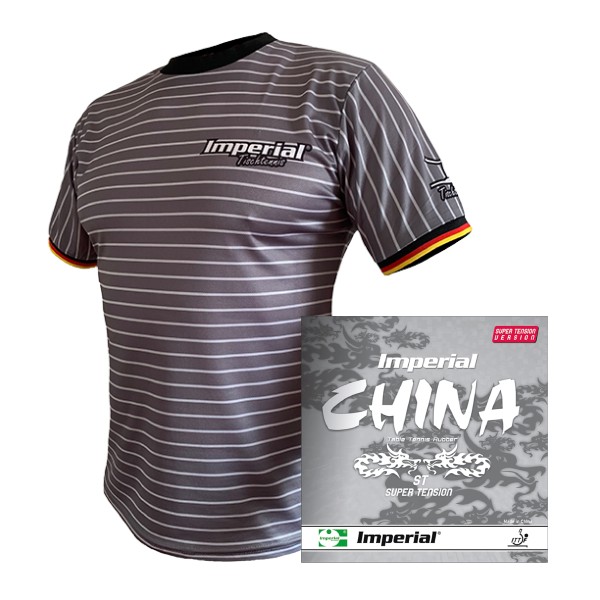 Kombiangebot Tischtennis: Imperial T-Shirt Germany + China Tension Belag