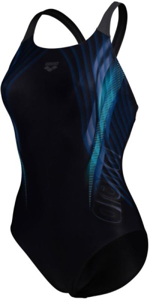 Arena Badeanzug Underwater Print (schwarz/grau/blau)
