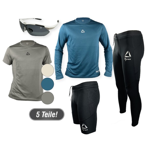 Kombiangebot Laufsport Herren: Tyron Longshirt +T-Shirt + Longtight + Kurztight + Sportbrille