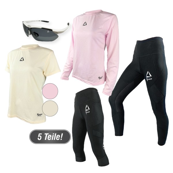 Kombiangebot Laufsport Damen: Tyron Longshirt +T-Shirt + Longtight + Kurztight + Sportbrille